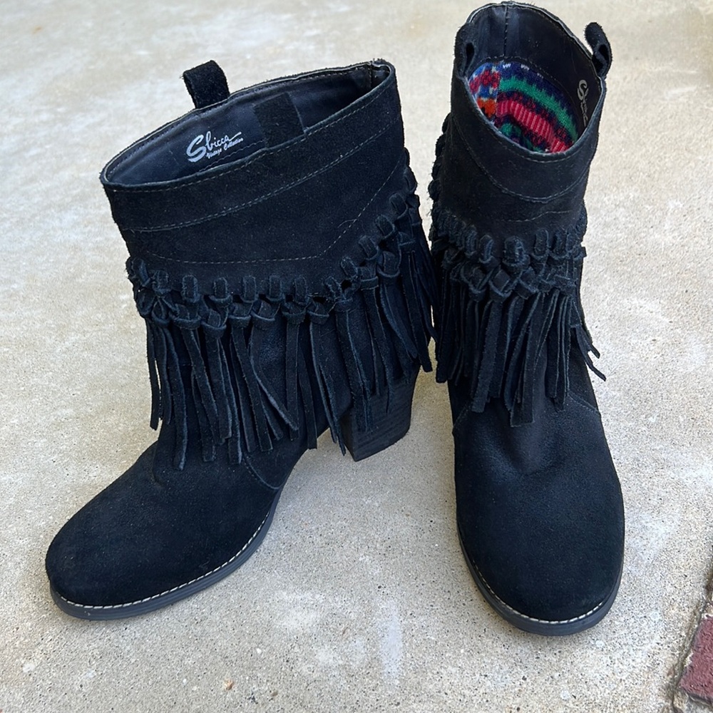 Sbicca boots vintage collection suede with fringe Sz 8.5